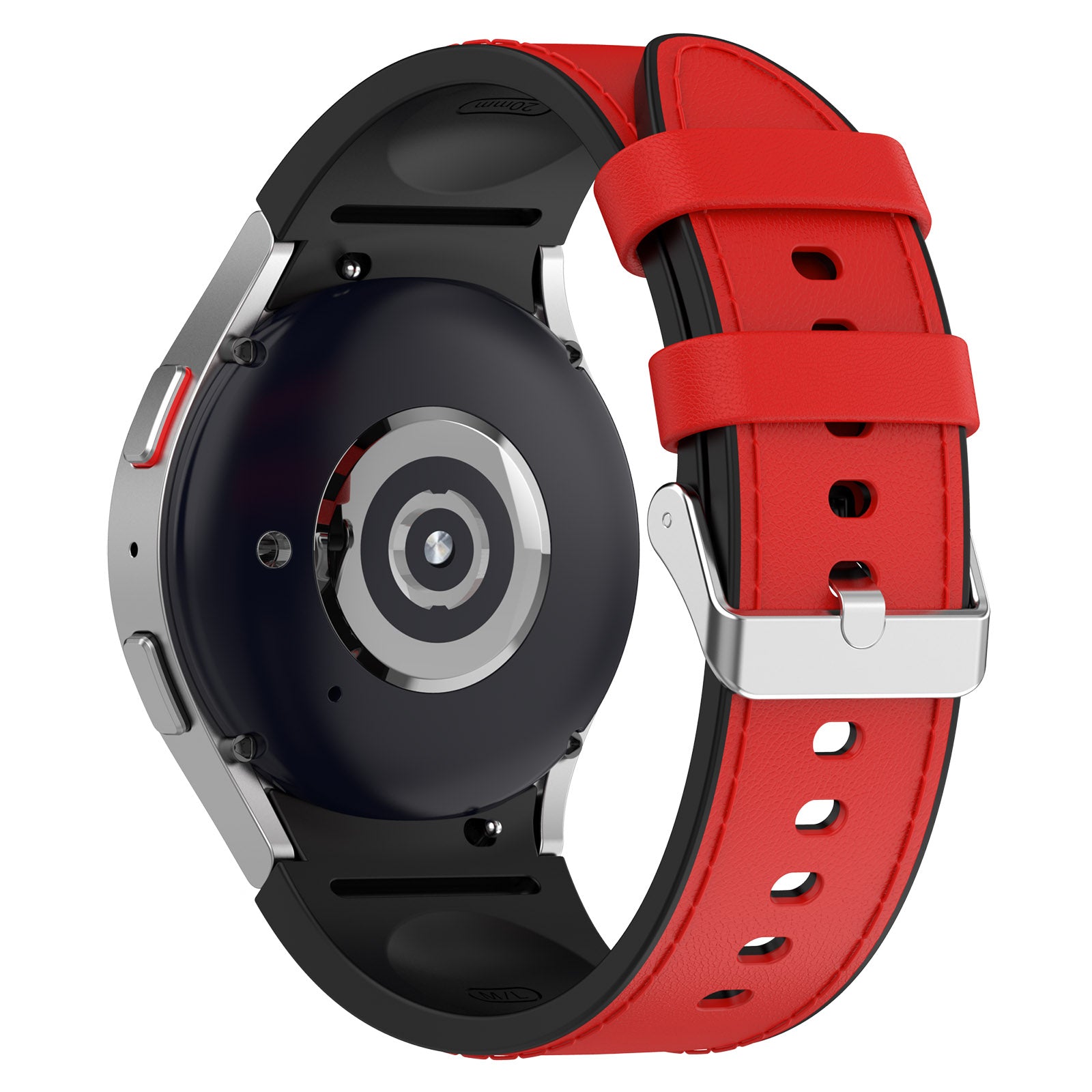 SGW Watch Band for Samsung Galaxy Watch6 Watch6 Classic Watch 5 Watch 5 Pro Watch4 Watch4 Classic PU Leather Coated Silicone Wrist Strap with Silver Buckle SGW Watch Band for Samsung Galaxy Watch6 Watch6 Classic Watch 5 Watch 5 Pro Watch4 Watch4 Classic PU Leather Coated Silicone Wrist Strap with Silver Buckle